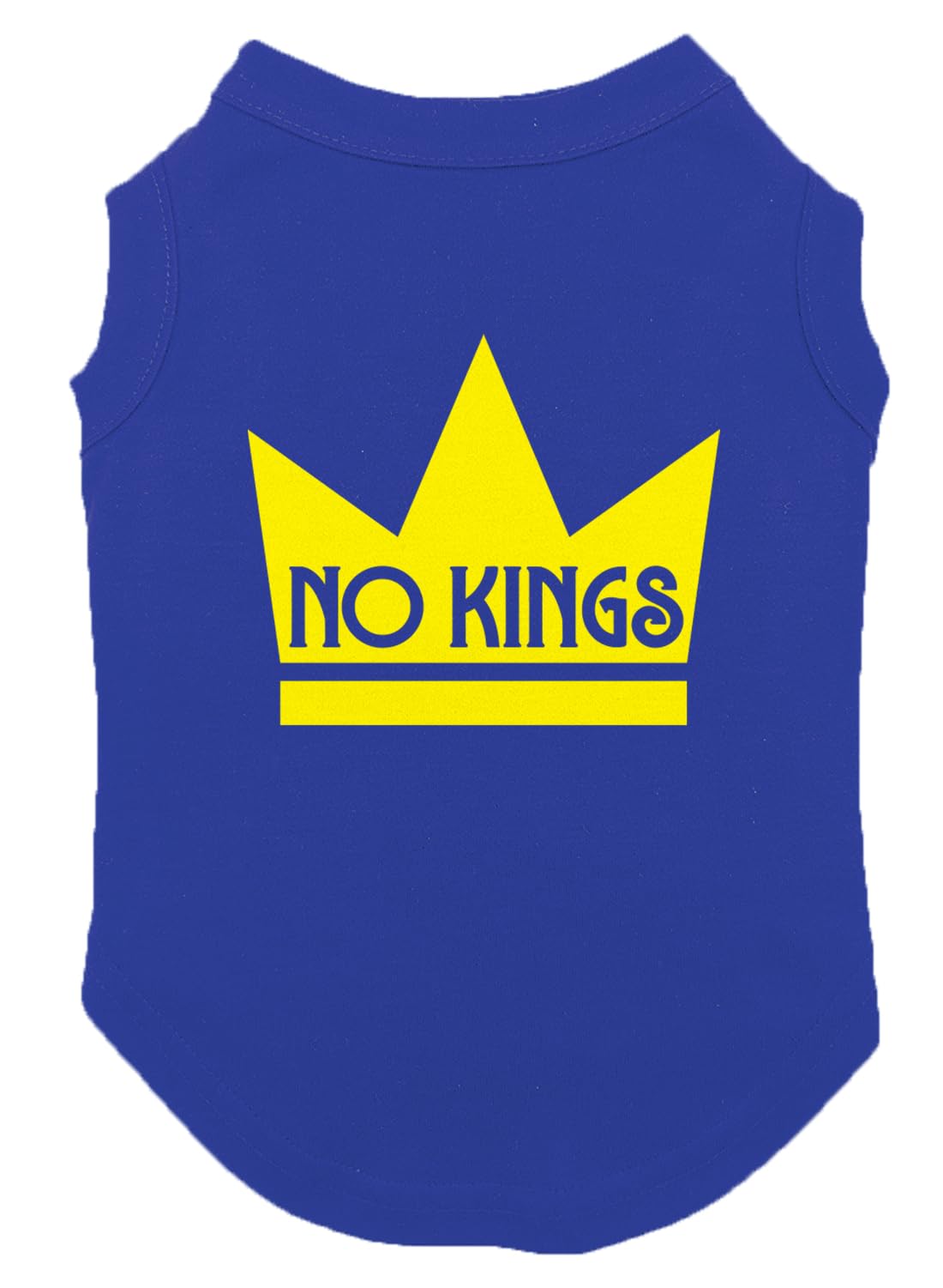 No Kings - Mass Political Protest Crown Dog Shirt (Royal Blue, Large)