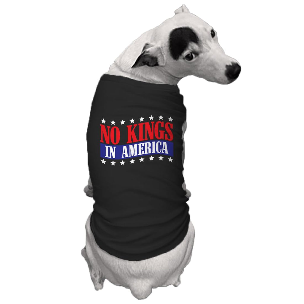No Kings in America - Political Protest Dog Shirt (Black, Medium)