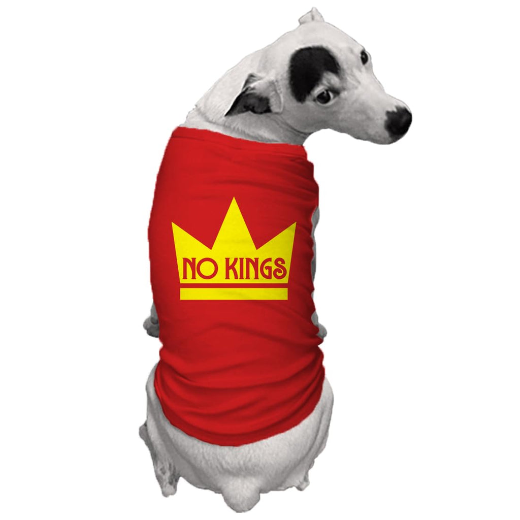 No Kings - Mass Political Protest Crown Dog Shirt (Royal Blue, Large)