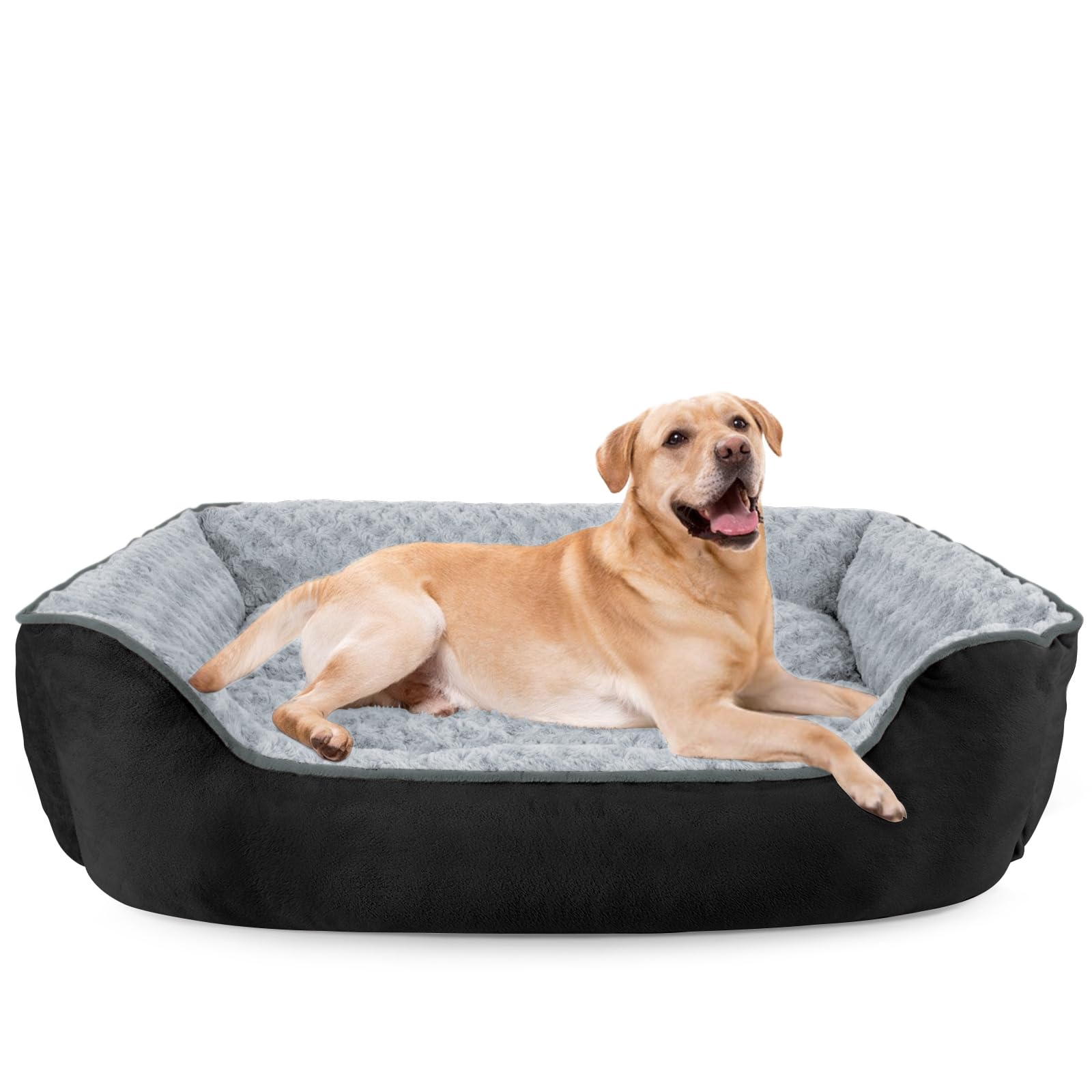 JOEJOY Rectangle Dog Bed for Large Medium Small Dogs - Washable Orthopedic Sofa Bed, Soft Breathable Puppy & Pet Cuddler, Durable Calming Dog Bed with Anti-Slip Bottom, Multiple Sizes, Beige