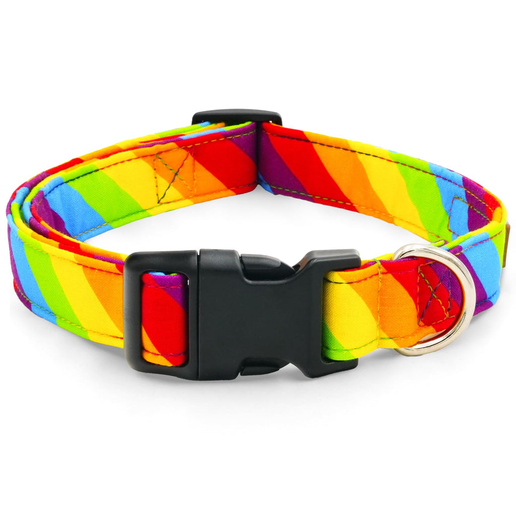 Tunkoo Rainbow Dog Collar, Cute Adjustable Striped Collar for LGBT Pride Month, Dog Collar with Strong Plastic Buckle - for Small Medium Large Pets, S