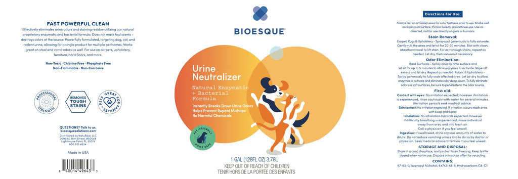 Bioesque Urine Neutralizer, Pet-Friendly Natural Enzymatic & Bacterial Formula, Instantly Breaks Down Urine Odors, Helps Prevent Repeat Mishaps, 32 Fl Oz (Pack of 1)