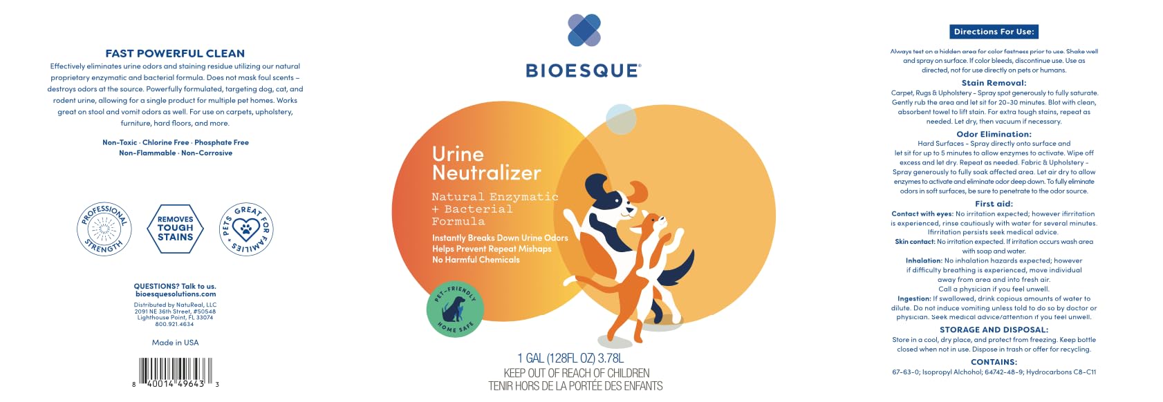 Bioesque Urine Neutralizer, Pet-Friendly Natural Enzymatic & Bacterial Formula, Instantly Breaks Down Urine Odors, Helps Prevent Repeat Mishaps, 32 Fl Oz (Pack of 1)