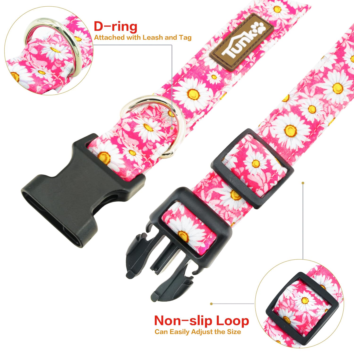 Tunkoo Rainbow Dog Collar, Cute Adjustable Striped Collar for LGBT Pride Month, Dog Collar with Strong Plastic Buckle - for Small Medium Large Pets, S