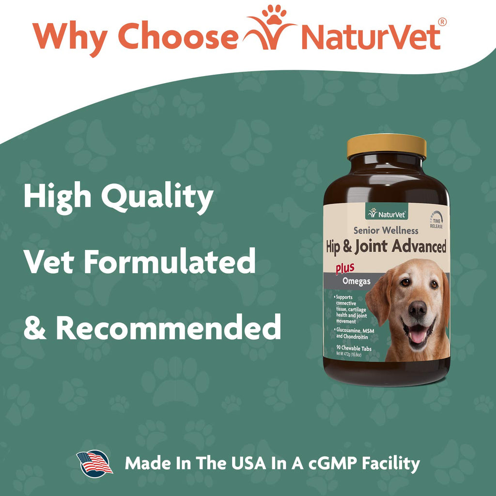 NaturVet – Senior Wellness Hip & Joint Advanced Plus Omegas | Help Support Your Pet’s Healthy Hip & Joint Function | Supports Joints, Cartilage & Connective Tissues | 120 Soft Chews