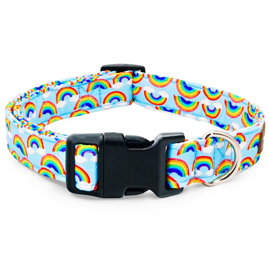 Tunkoo Rainbow Dog Collar, Cute Adjustable Striped Collar for LGBT Pride Month, Dog Collar with Strong Plastic Buckle - for Small Medium Large Pets, S