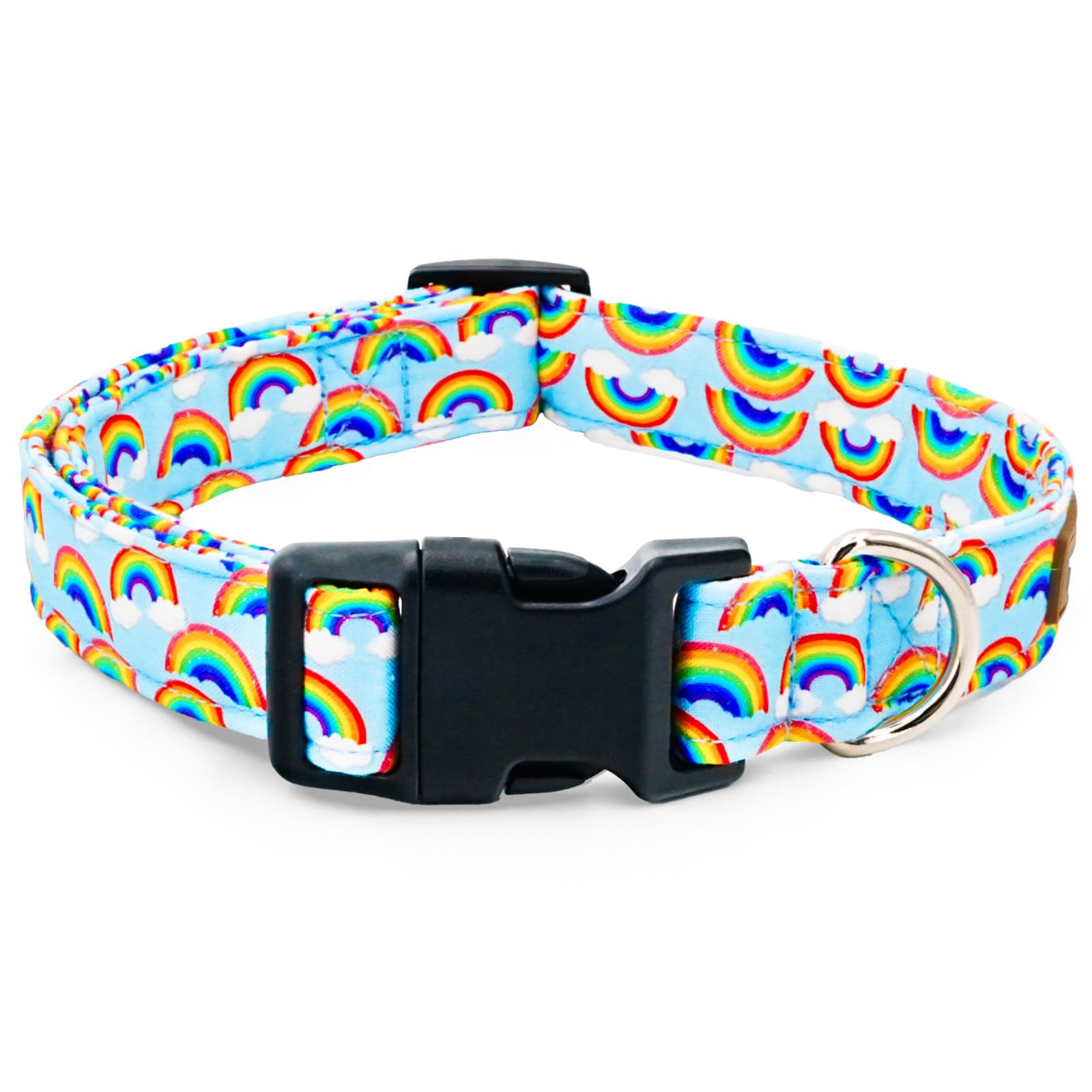 Tunkoo Rainbow Dog Collar, Cute Adjustable Striped Collar for LGBT Pride Month, Dog Collar with Strong Plastic Buckle - for Small Medium Large Pets, S