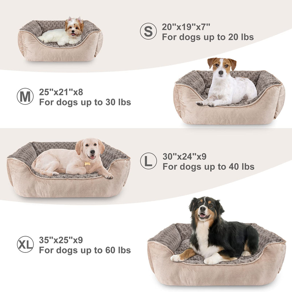 JOEJOY Rectangle Dog Bed for Large Medium Small Dogs - Washable Orthopedic Sofa Bed, Soft Breathable Puppy & Pet Cuddler, Durable Calming Dog Bed with Anti-Slip Bottom, Multiple Sizes, Beige