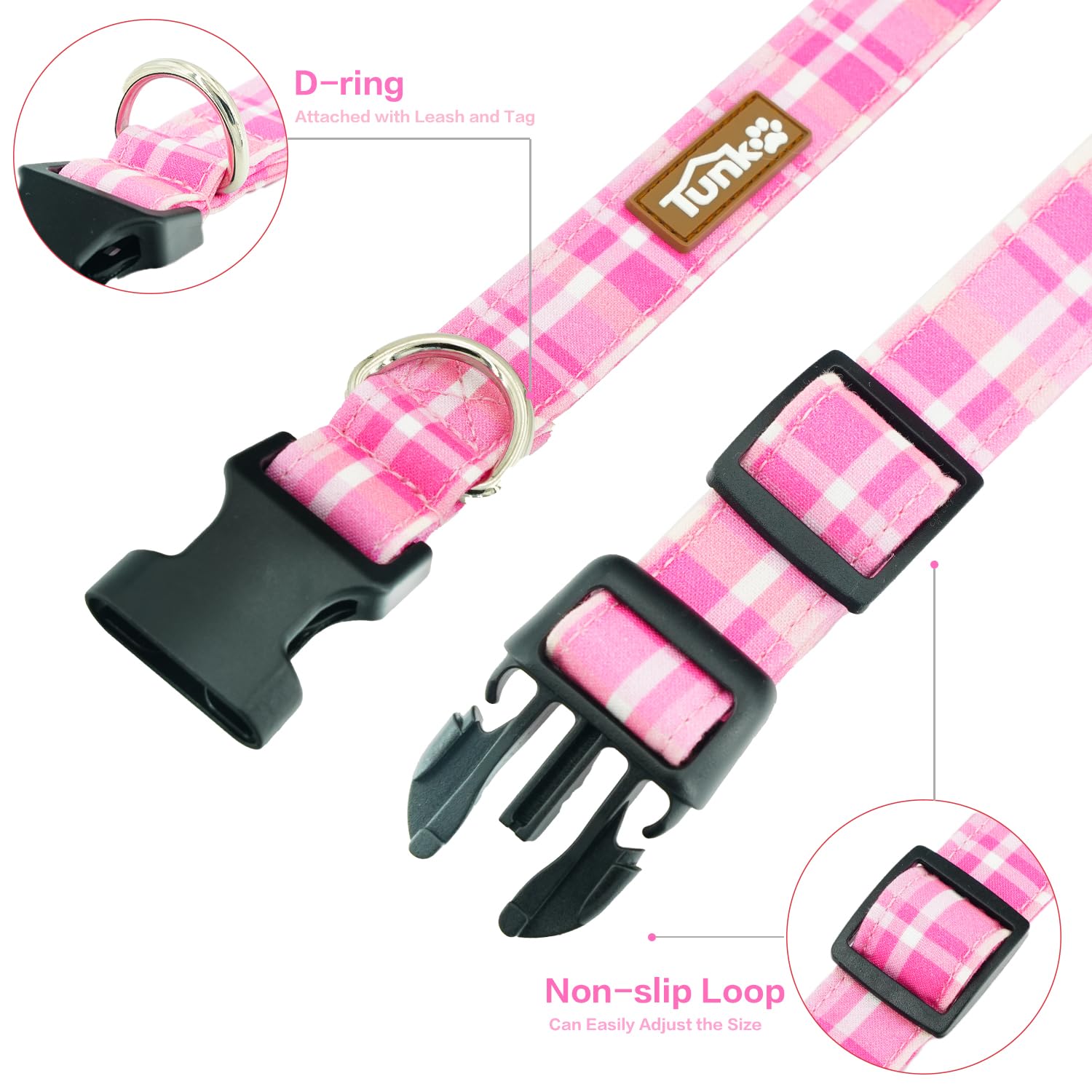 Tunkoo Rainbow Dog Collar, Cute Adjustable Striped Collar for LGBT Pride Month, Dog Collar with Strong Plastic Buckle - for Small Medium Large Pets, S