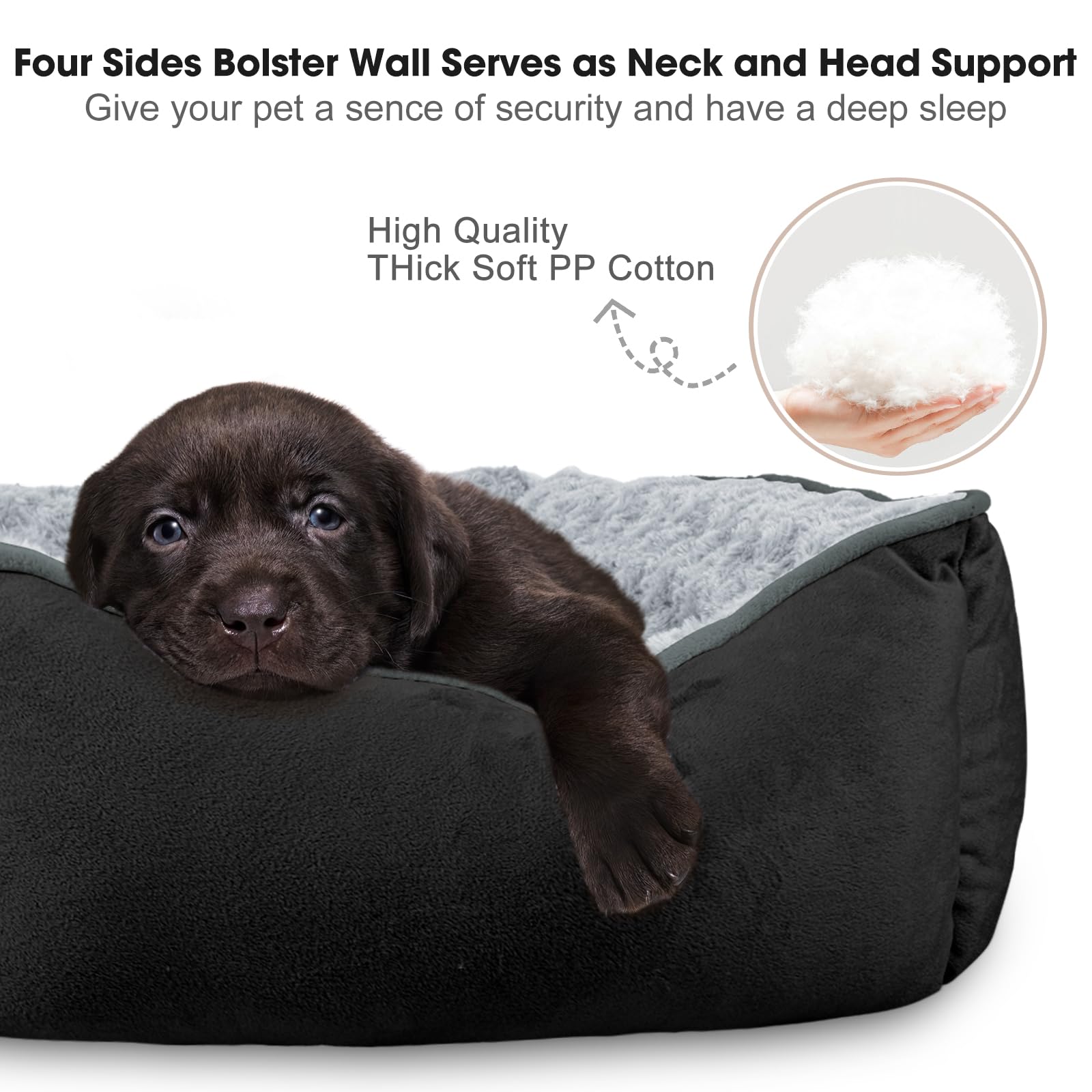 JOEJOY Rectangle Dog Bed for Large Medium Small Dogs - Washable Orthopedic Sofa Bed, Soft Breathable Puppy & Pet Cuddler, Durable Calming Dog Bed with Anti-Slip Bottom, Multiple Sizes, Beige