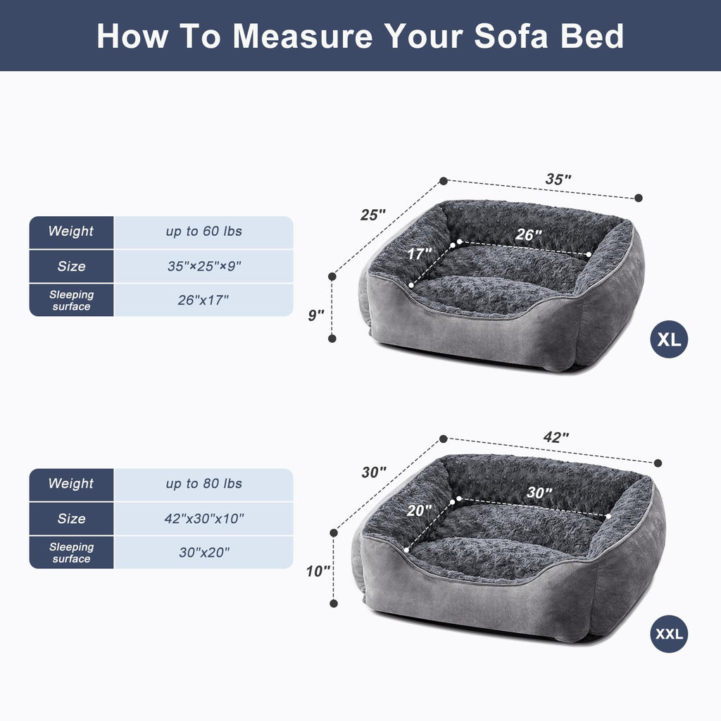 JOEJOY Rectangle Dog Bed for Large Medium Small Dogs - Washable Orthopedic Sofa Bed, Soft Breathable Puppy & Pet Cuddler, Durable Calming Dog Bed with Anti-Slip Bottom, Multiple Sizes, Beige