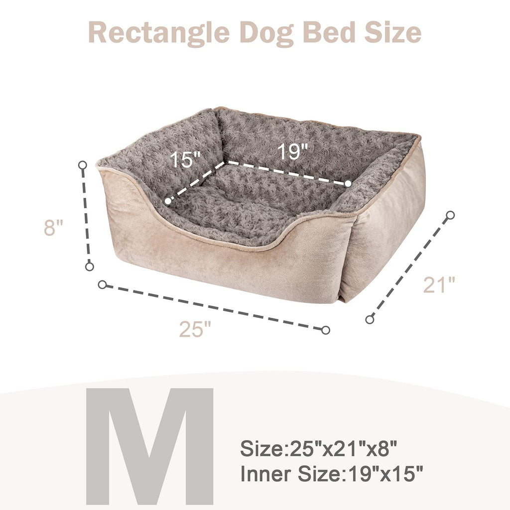JOEJOY Rectangle Dog Bed for Large Medium Small Dogs - Washable Orthopedic Sofa Bed, Soft Breathable Puppy & Pet Cuddler, Durable Calming Dog Bed with Anti-Slip Bottom, Multiple Sizes, Beige