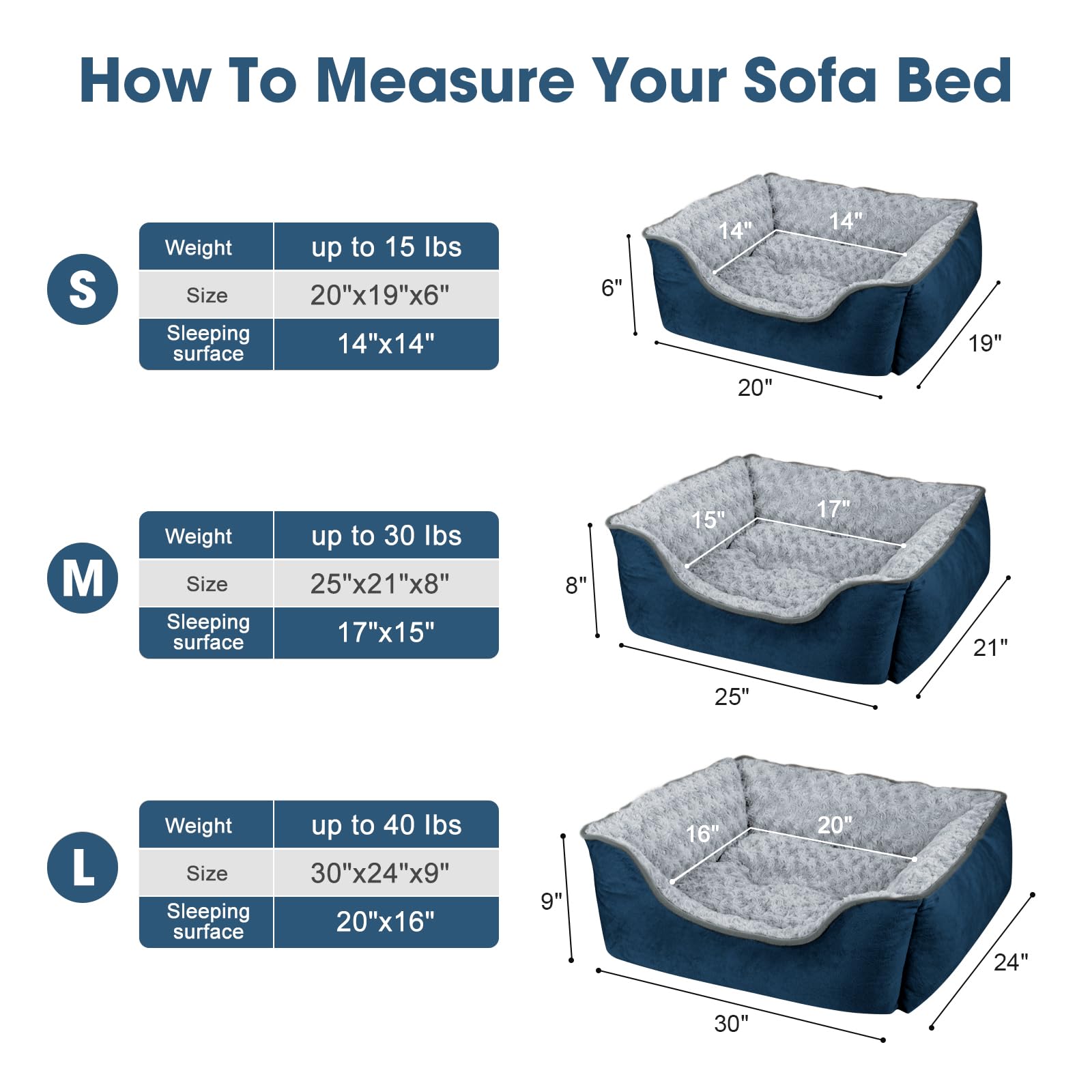 JOEJOY Rectangle Dog Bed for Large Medium Small Dogs - Washable Orthopedic Sofa Bed, Soft Breathable Puppy & Pet Cuddler, Durable Calming Dog Bed with Anti-Slip Bottom, Multiple Sizes, Beige