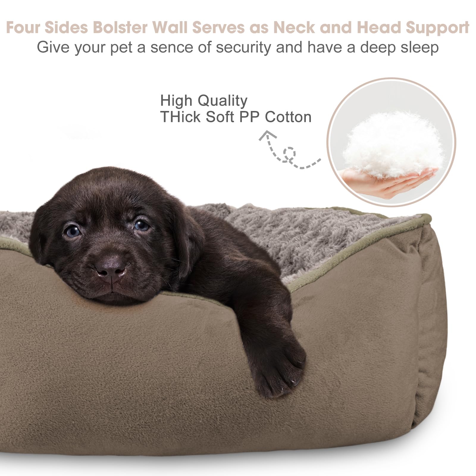 JOEJOY Rectangle Dog Bed for Large Medium Small Dogs - Washable Orthopedic Sofa Bed, Soft Breathable Puppy & Pet Cuddler, Durable Calming Dog Bed with Anti-Slip Bottom, Multiple Sizes, Beige