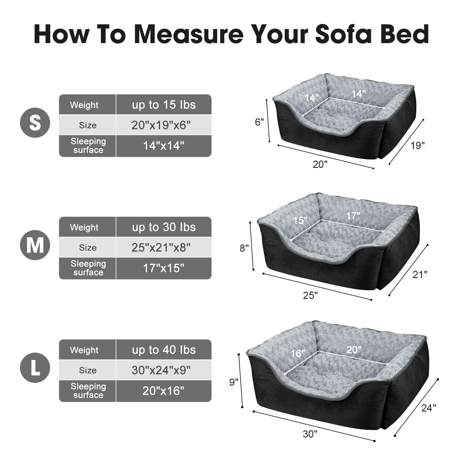 JOEJOY Rectangle Dog Bed for Large Medium Small Dogs - Washable Orthopedic Sofa Bed, Soft Breathable Puppy & Pet Cuddler, Durable Calming Dog Bed with Anti-Slip Bottom, Multiple Sizes, Beige