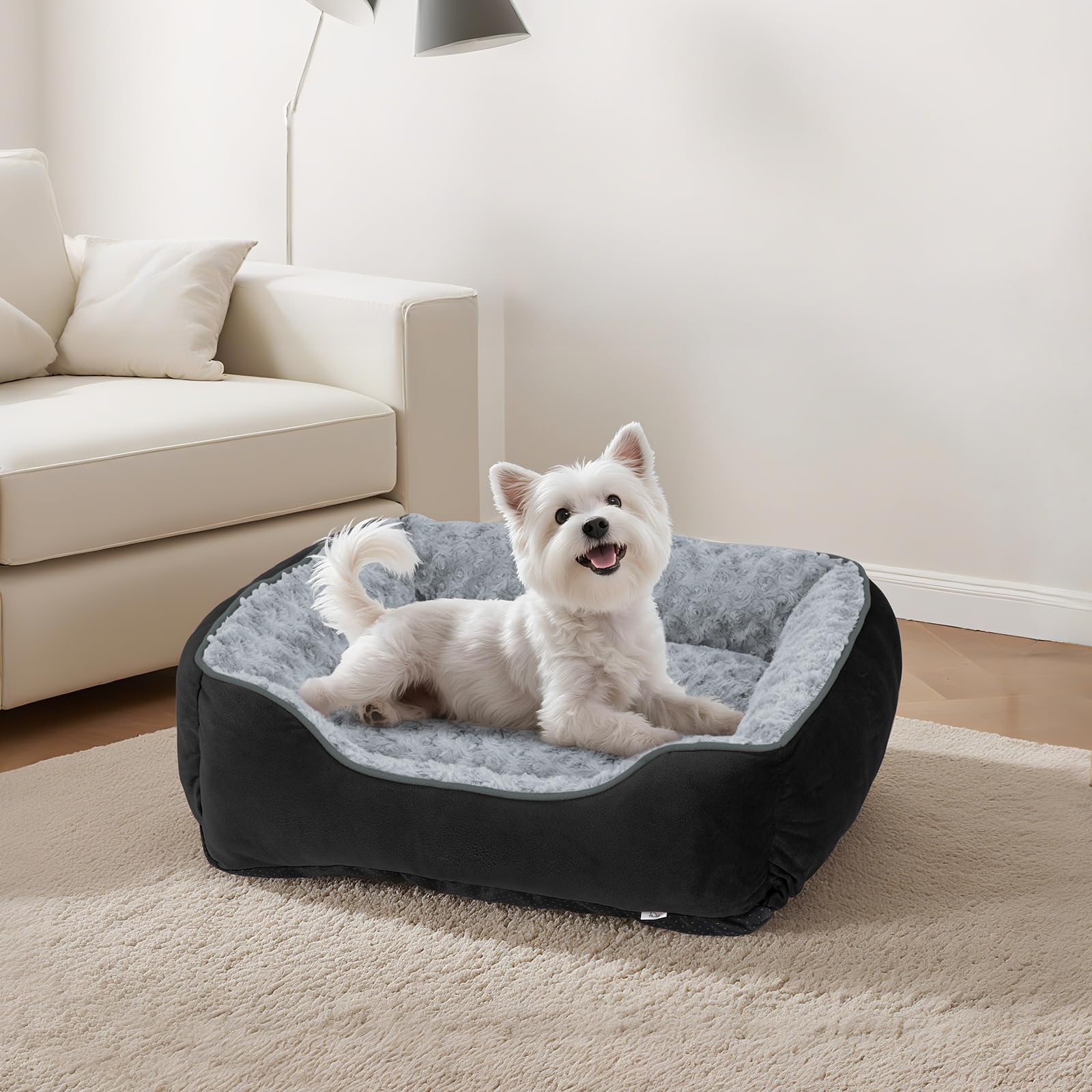 JOEJOY Rectangle Dog Bed for Large Medium Small Dogs - Washable Orthopedic Sofa Bed, Soft Breathable Puppy & Pet Cuddler, Durable Calming Dog Bed with Anti-Slip Bottom, Multiple Sizes, Beige