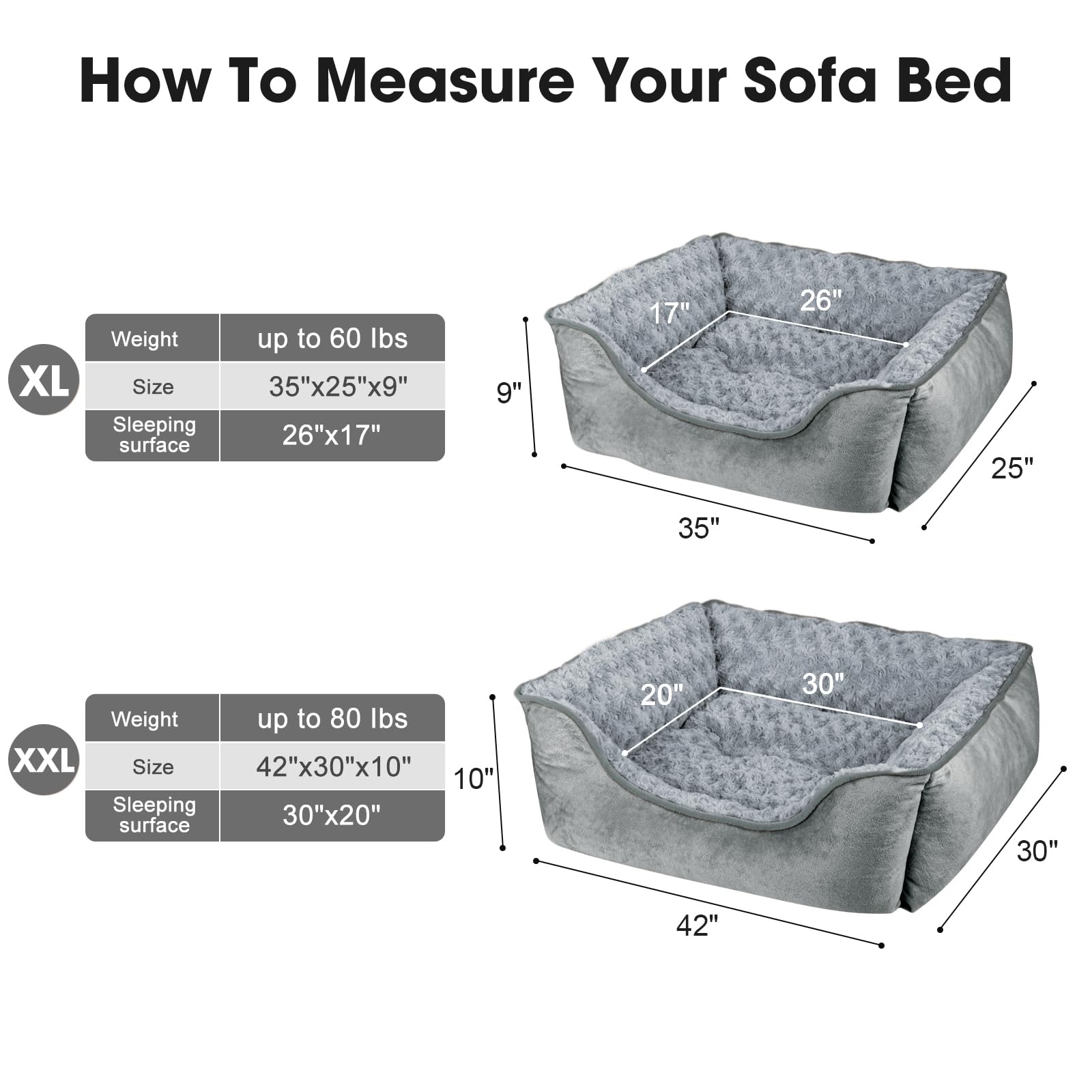 JOEJOY Rectangle Dog Bed for Large Medium Small Dogs - Washable Orthopedic Sofa Bed, Soft Breathable Puppy & Pet Cuddler, Durable Calming Dog Bed with Anti-Slip Bottom, Multiple Sizes, Beige