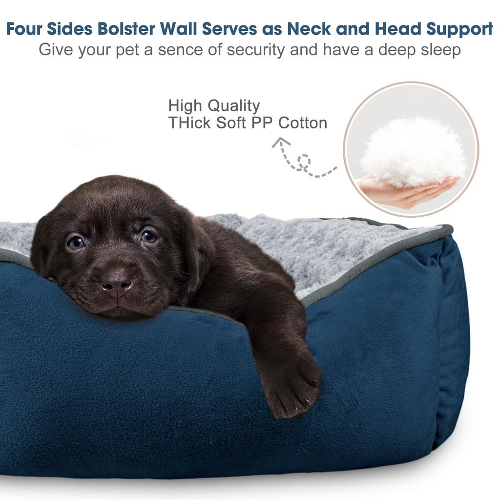 JOEJOY Rectangle Dog Bed for Large Medium Small Dogs - Washable Orthopedic Sofa Bed, Soft Breathable Puppy & Pet Cuddler, Durable Calming Dog Bed with Anti-Slip Bottom, Multiple Sizes, Beige