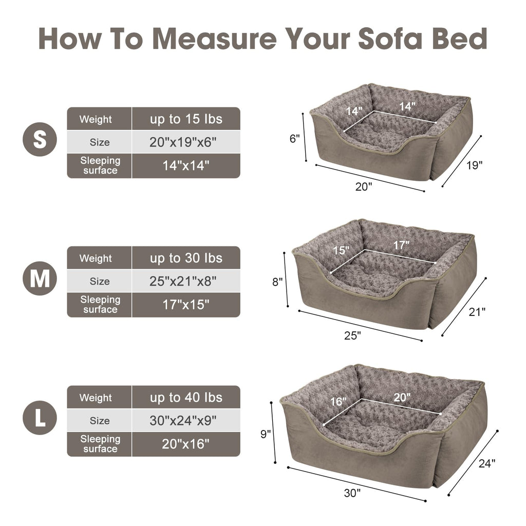 JOEJOY Rectangle Dog Bed for Large Medium Small Dogs - Washable Orthopedic Sofa Bed, Soft Breathable Puppy & Pet Cuddler, Durable Calming Dog Bed with Anti-Slip Bottom, Multiple Sizes, Beige