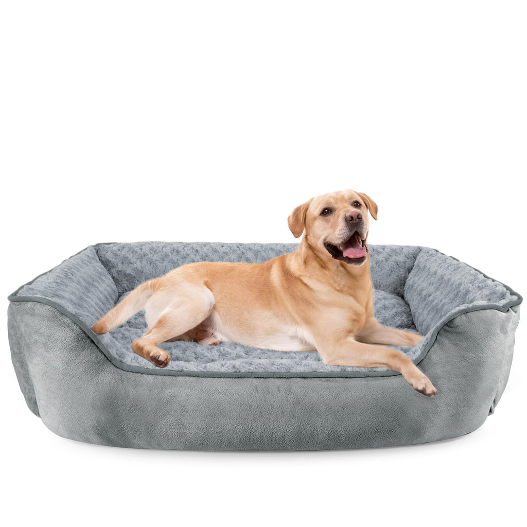 JOEJOY Rectangle Dog Bed for Large Medium Small Dogs - Washable Orthopedic Sofa Bed, Soft Breathable Puppy & Pet Cuddler, Durable Calming Dog Bed with Anti-Slip Bottom, Multiple Sizes, Beige