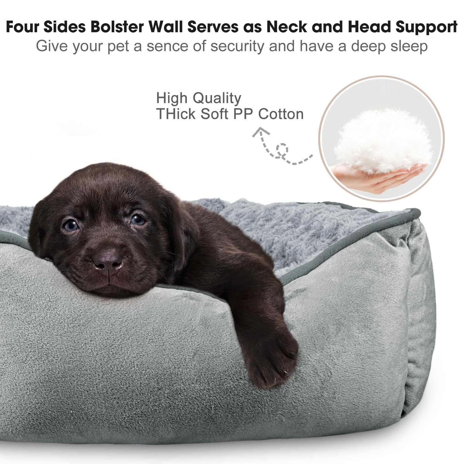 JOEJOY Rectangle Dog Bed for Large Medium Small Dogs - Washable Orthopedic Sofa Bed, Soft Breathable Puppy & Pet Cuddler, Durable Calming Dog Bed with Anti-Slip Bottom, Multiple Sizes, Beige