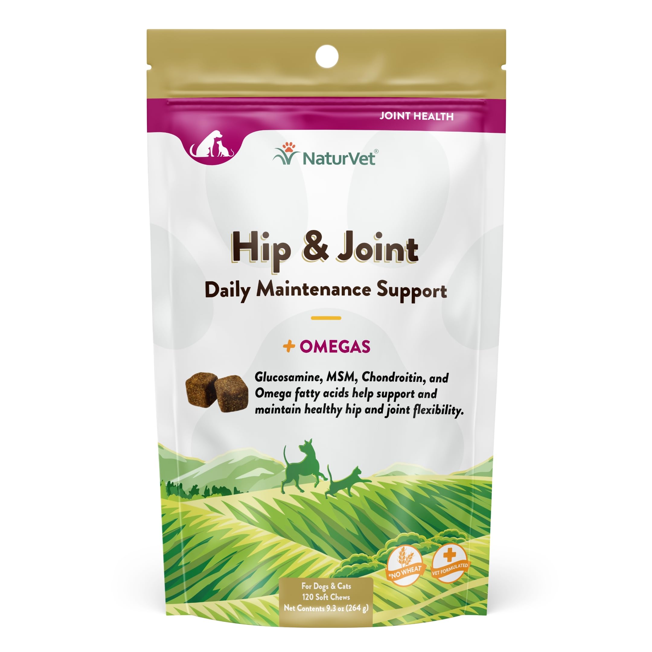 NaturVet – Senior Wellness Hip & Joint Advanced Plus Omegas | Help Support Your Pet’s Healthy Hip & Joint Function | Supports Joints, Cartilage & Connective Tissues | 120 Soft Chews