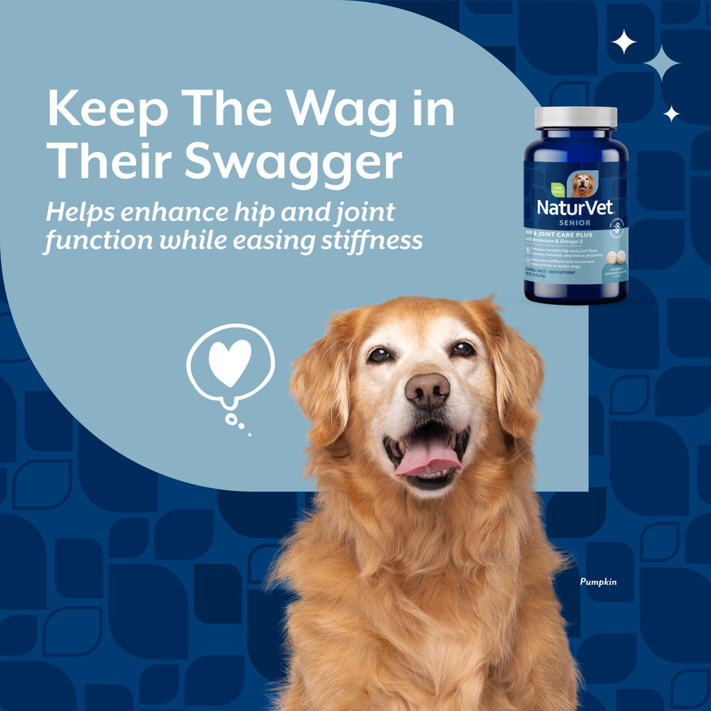 NaturVet – Senior Wellness Hip & Joint Advanced Plus Omegas | Help Support Your Pet’s Healthy Hip & Joint Function | Supports Joints, Cartilage & Connective Tissues | 120 Soft Chews