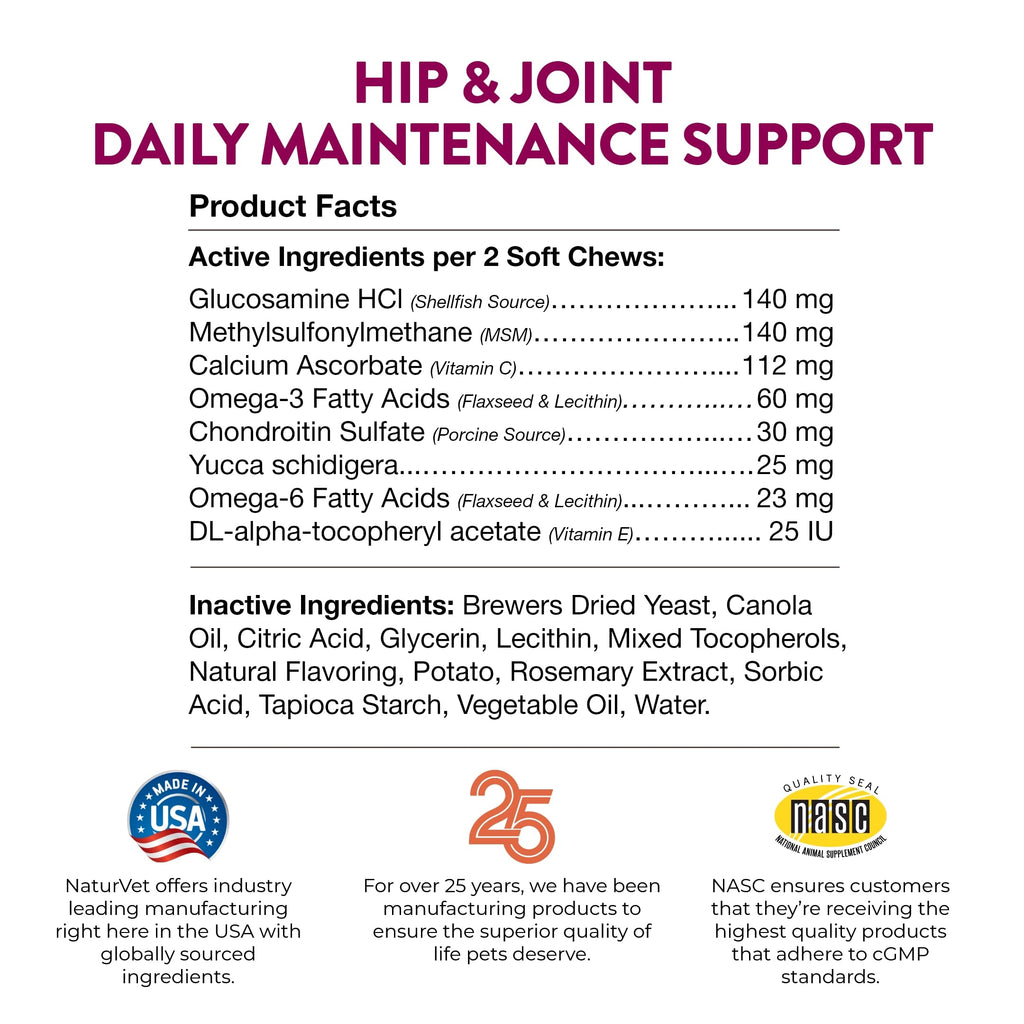 NaturVet – Senior Wellness Hip & Joint Advanced Plus Omegas | Help Support Your Pet’s Healthy Hip & Joint Function | Supports Joints, Cartilage & Connective Tissues | 120 Soft Chews