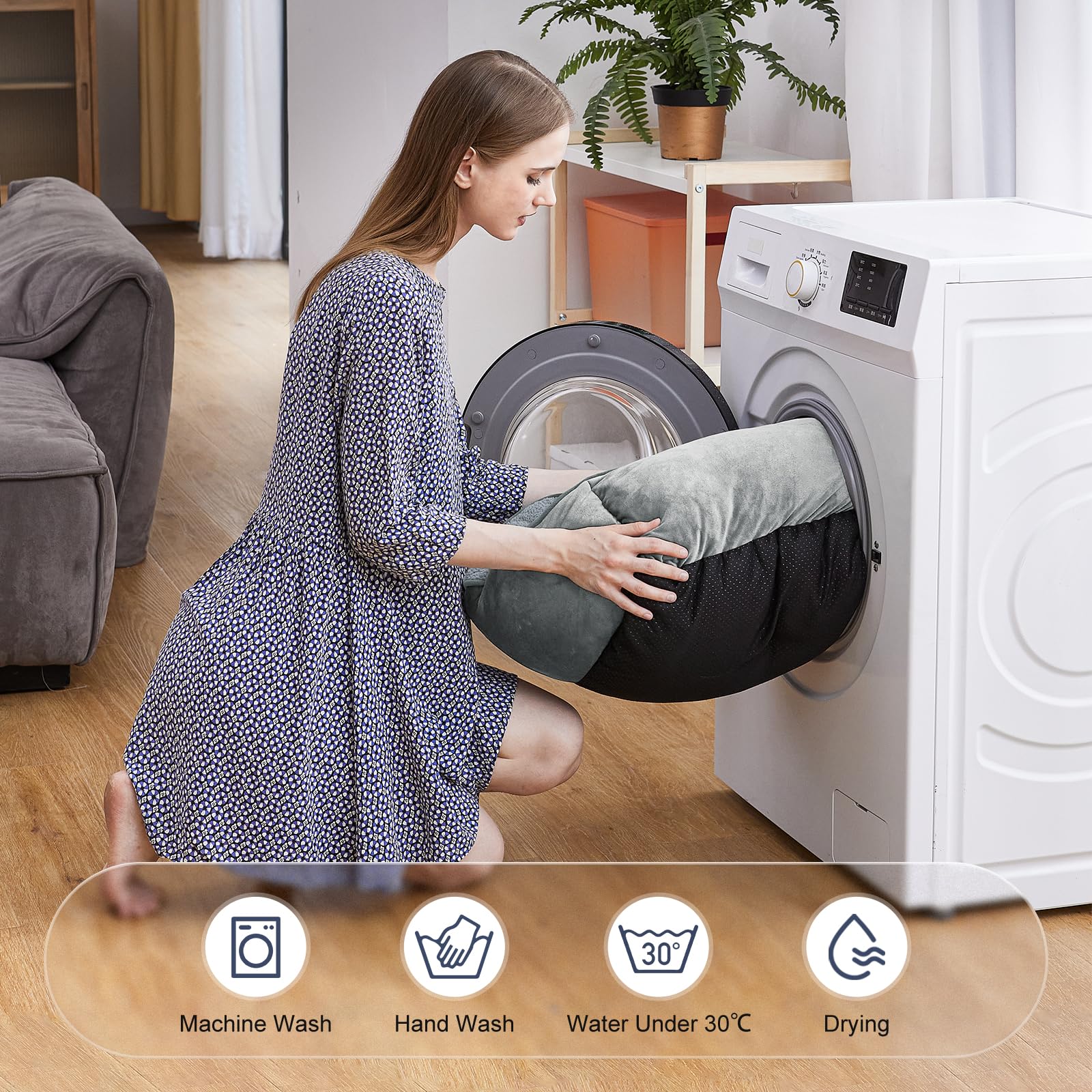 JOEJOY Rectangle Dog Bed for Large Medium Small Dogs - Washable Orthopedic Sofa Bed, Soft Breathable Puppy & Pet Cuddler, Durable Calming Dog Bed with Anti-Slip Bottom, Multiple Sizes, Beige