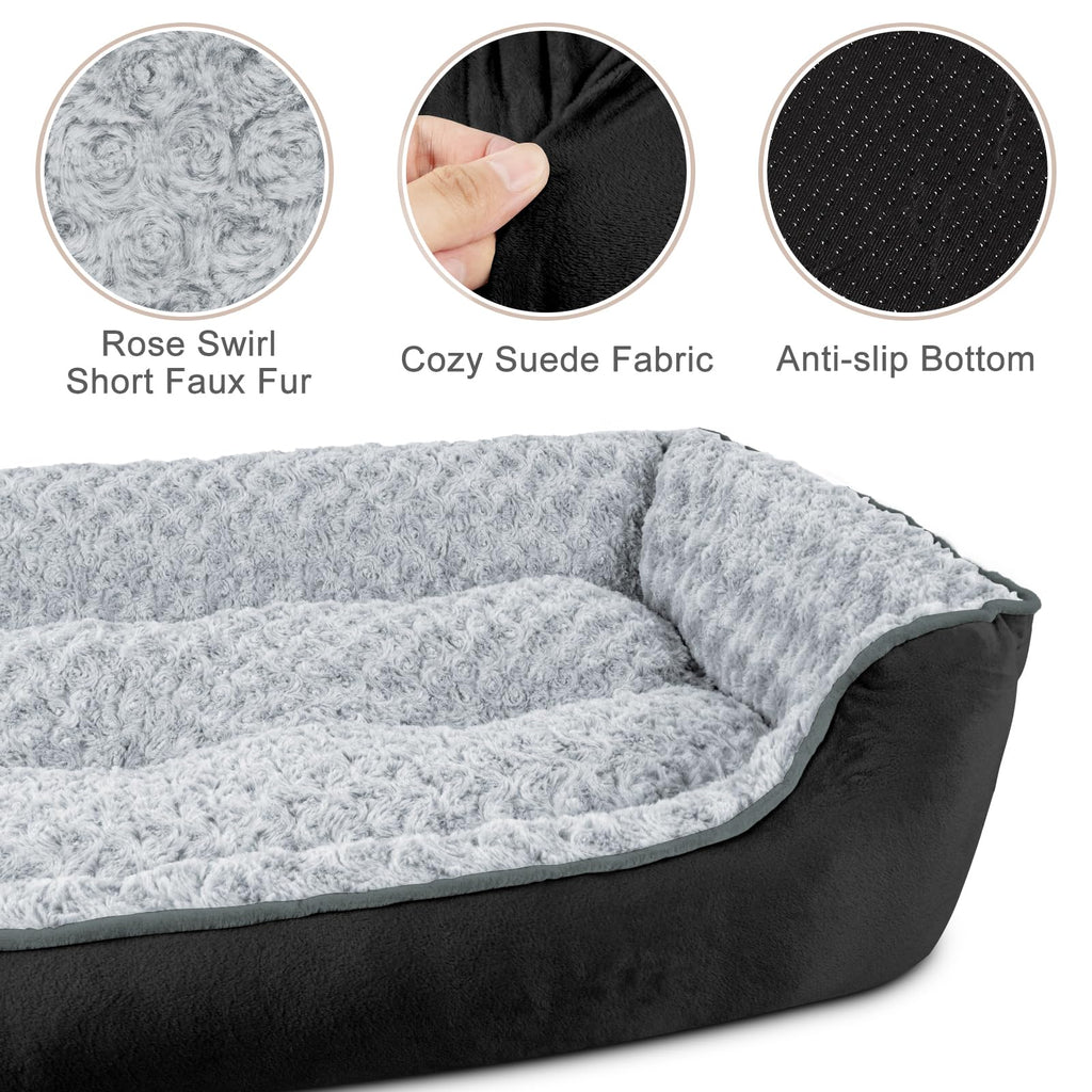 JOEJOY Rectangle Dog Bed for Large Medium Small Dogs - Washable Orthopedic Sofa Bed, Soft Breathable Puppy & Pet Cuddler, Durable Calming Dog Bed with Anti-Slip Bottom, Multiple Sizes, Beige