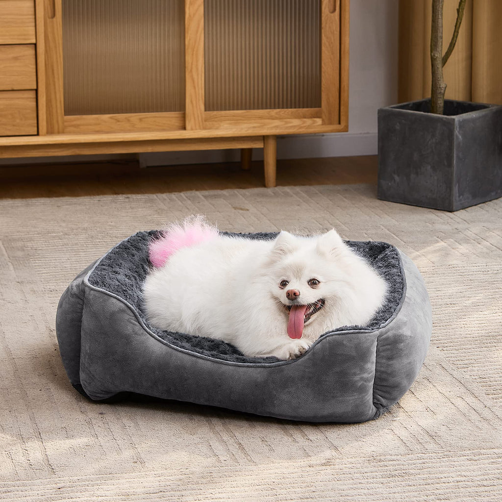 JOEJOY Rectangle Dog Bed for Large Medium Small Dogs - Washable Orthopedic Sofa Bed, Soft Breathable Puppy & Pet Cuddler, Durable Calming Dog Bed with Anti-Slip Bottom, Multiple Sizes, Beige