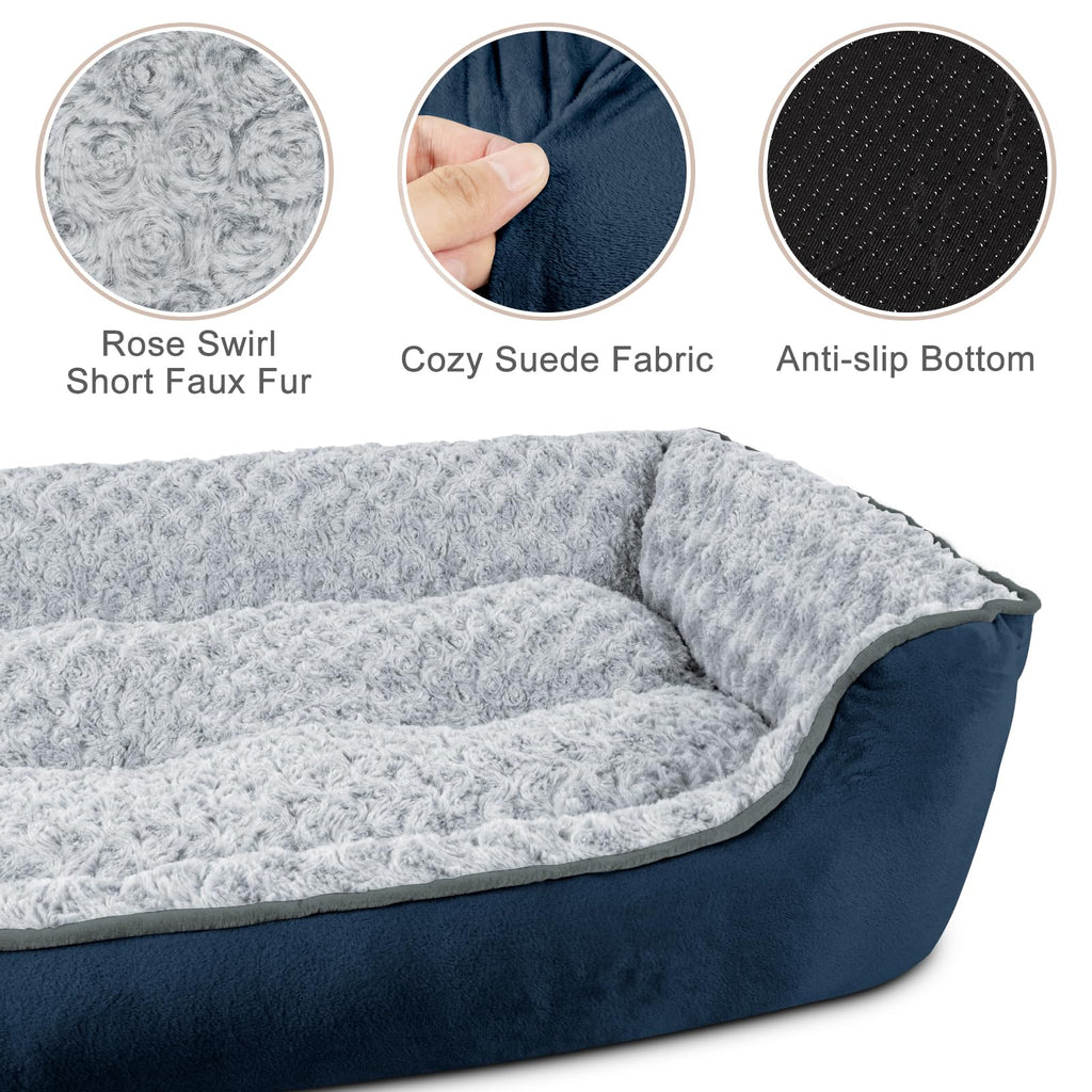 JOEJOY Rectangle Dog Bed for Large Medium Small Dogs - Washable Orthopedic Sofa Bed, Soft Breathable Puppy & Pet Cuddler, Durable Calming Dog Bed with Anti-Slip Bottom, Multiple Sizes, Beige