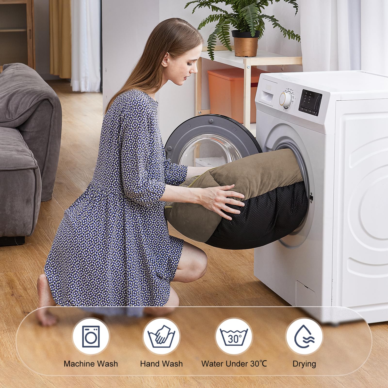 JOEJOY Rectangle Dog Bed for Large Medium Small Dogs - Washable Orthopedic Sofa Bed, Soft Breathable Puppy & Pet Cuddler, Durable Calming Dog Bed with Anti-Slip Bottom, Multiple Sizes, Beige