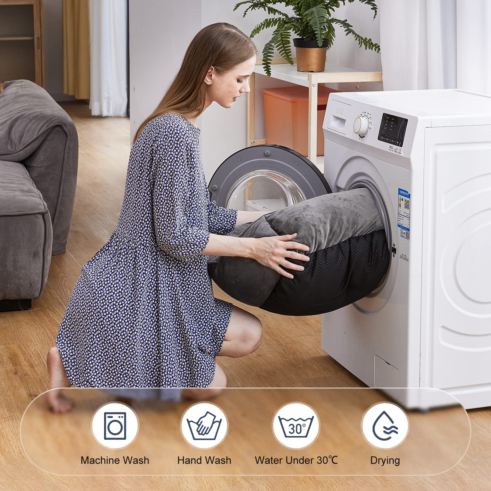 JOEJOY Rectangle Dog Bed for Large Medium Small Dogs - Washable Orthopedic Sofa Bed, Soft Breathable Puppy & Pet Cuddler, Durable Calming Dog Bed with Anti-Slip Bottom, Multiple Sizes, Beige