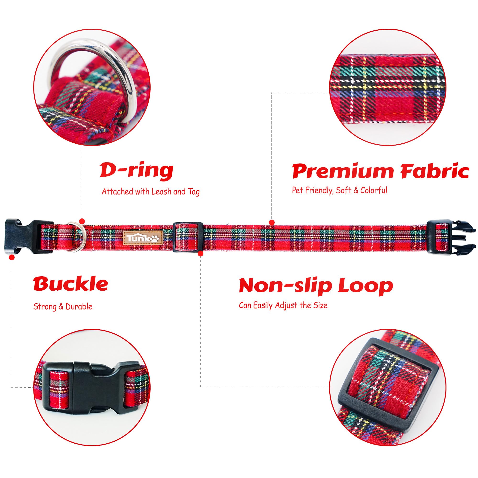 Tunkoo Rainbow Dog Collar, Cute Adjustable Striped Collar for LGBT Pride Month, Dog Collar with Strong Plastic Buckle - for Small Medium Large Pets, S